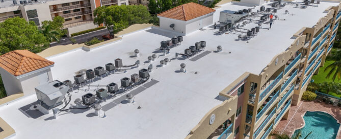 Emergency commercial roof leak help in Boca Raton, Florida with documentation steps and contact information for Rainbow Roofing Solutions, LLC