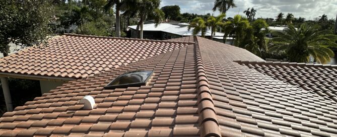 Modern residential roof in Plantation, Florida maintained by Rainbow Roofing Solutions, LLC.