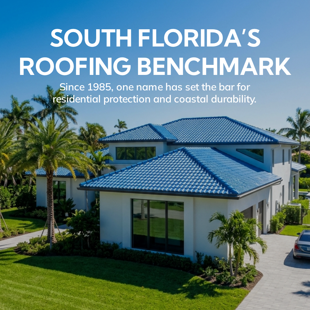 Residential roofing service image for a South Florida home showing roof repair and inspection support